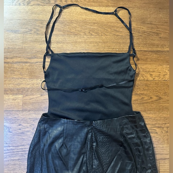 True Icon Faux Leather Mini Dress - Black - Picture 5 of 6